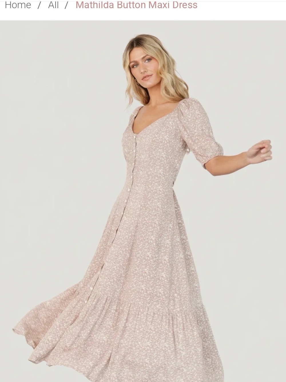 Baltic Born Blush Floral Button-Front Maxi Dress